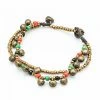 HaremPants.com Brass Bell And Multi Bead Double Strand Bracelets Red Harem Pants