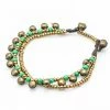 HaremPants.com Brass Bell And Green Bead Double Strand Bracelets