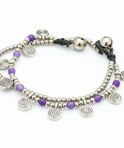 HaremPants.com Handmade Bracelets Violet Bead And Charm Double Strand Bracelets