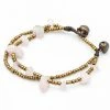 HaremPants.com Brass Bead And Pink Stone Double Strand Bracelets
