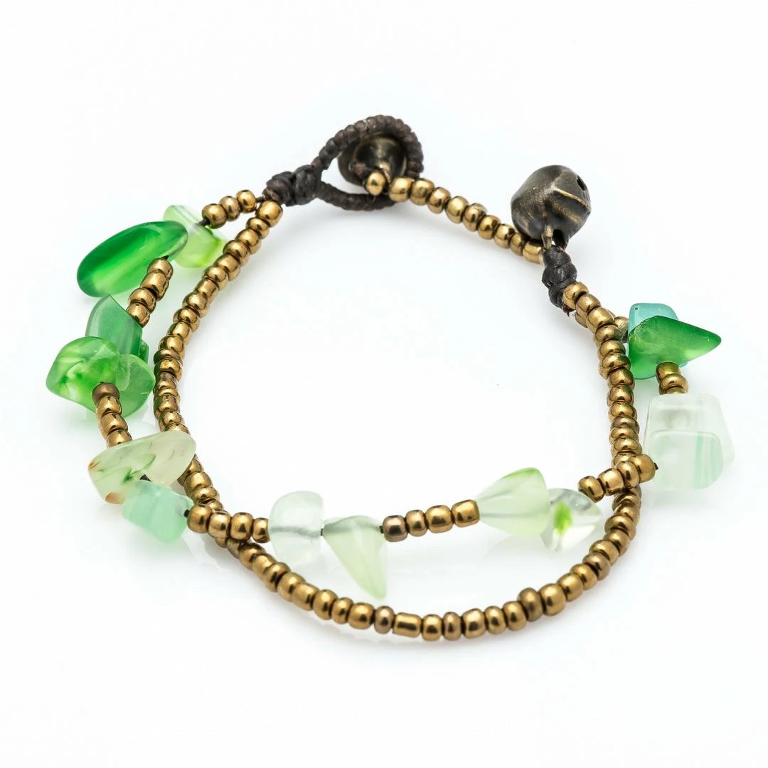 HaremPants.com Brass Bead And Green Stone Double Strand Bracelets 3 HaremPants.com Brass Bead And Green Stone Double Strand Bracelets