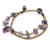 HaremPants.com Handmade Bracelets Brass Bead And Violet Stone Double Strand Bracelets