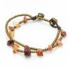 HaremPants.com Brass Bead And Orange Stone Double Strand Bracelets Handmade Bracelets