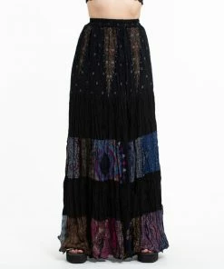 HaremPants.com Patchwork Long Skirt In Black
