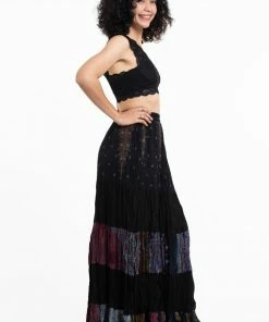 HaremPants.com Patchwork Long Skirt In Black