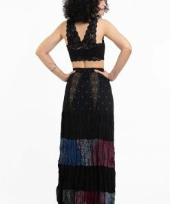 HaremPants.com Patchwork Long Skirt In Black