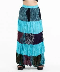 HaremPants.com Patchwork Long Skirt In Blue Women's
