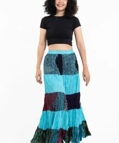 HaremPants.com Patchwork Long Skirt In Blue Women's