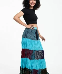 HaremPants.com Patchwork Long Skirt In Blue Women's