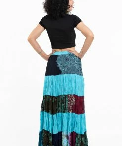 HaremPants.com Patchwork Long Skirt In Blue Women's