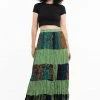 HaremPants.com Women's Patchwork Long Skirt In Forest Green