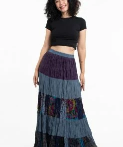 HaremPants.com Patchwork Long Skirt In Gray