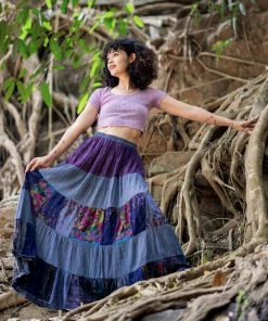 HaremPants.com Patchwork Long Skirt In Gray