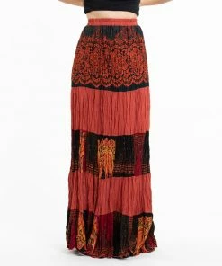 HaremPants.com Patchwork Long Skirt In Orange Women's