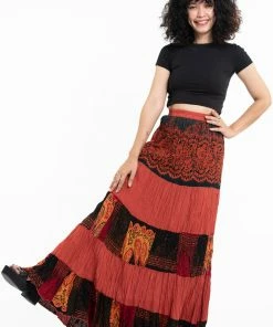 HaremPants.com Patchwork Long Skirt In Orange Women's