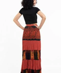 HaremPants.com Patchwork Long Skirt In Orange Women's