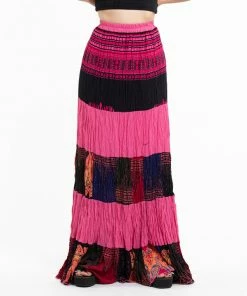 HaremPants.com Women's Patchwork Long Skirt In Pink
