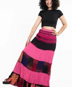 HaremPants.com Women's Patchwork Long Skirt In Pink