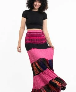 HaremPants.com Women's Patchwork Long Skirt In Pink