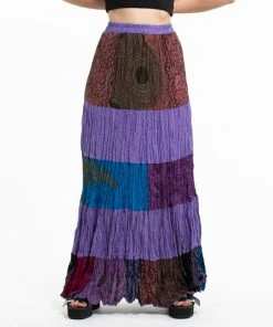 HaremPants.com Women's Patchwork Long Skirt In Purple