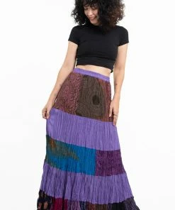 HaremPants.com Women's Patchwork Long Skirt In Purple