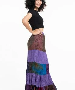 HaremPants.com Women's Patchwork Long Skirt In Purple