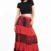 HaremPants.com Patchwork Long Skirt In Red