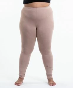 HaremPants.com Women's Plus Size Solid Color Cotton Leggings In Beige