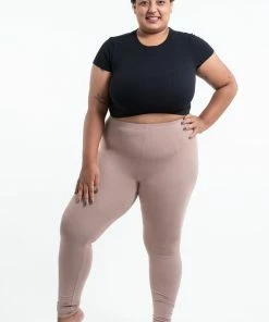 HaremPants.com Women's Plus Size Solid Color Cotton Leggings In Beige