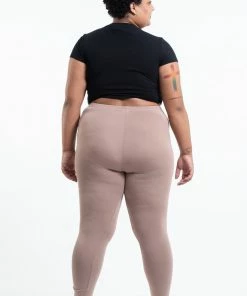 HaremPants.com Women's Plus Size Solid Color Cotton Leggings In Beige