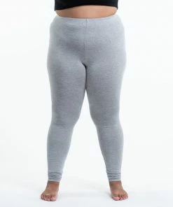 HaremPants.com Plus Size Solid Color Cotton Leggings In Gray Women's