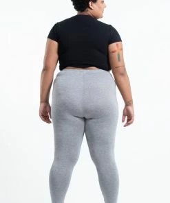 HaremPants.com Plus Size Solid Color Cotton Leggings In Gray Women's
