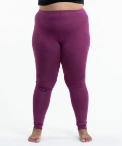 HaremPants.com Plus Size Solid Color Cotton Leggings In Purple Women's
