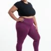 HaremPants.com Plus Size Solid Color Cotton Leggings In Purple Women's