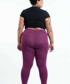 HaremPants.com Plus Size Solid Color Cotton Leggings In Purple Women's