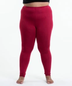 HaremPants.com Plus Size Solid Color Cotton Leggings In Red Women's