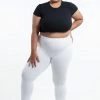 HaremPants.com Plus Size Solid Color Cotton Leggings In White Women's