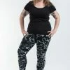 HaremPants.com Women's Plus Size Marble Tie Dye Cotton Leggings In Black