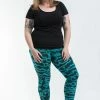 HaremPants.com Plus Size Marble Tie Dye Cotton Leggings In Turquoise