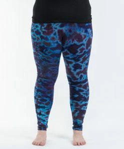 HaremPants.com Plus Size Marble Tie Dye Cotton Leggings In Indigo Women's