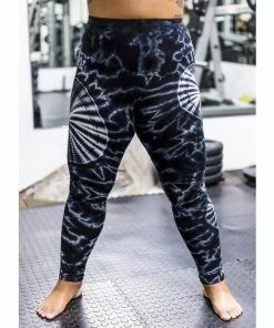 HaremPants.com Plus Size Swirls Tie Dye Cotton Leggings In Black Women's