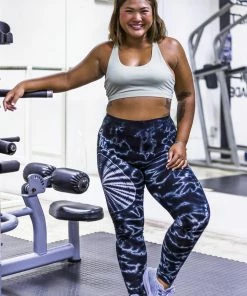 HaremPants.com Plus Size Swirls Tie Dye Cotton Leggings In Black Women's