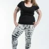 HaremPants.com Women's Plus Size Melting Stripes Tie Dye Cotton Leggings In Gray