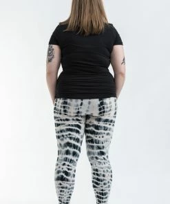 HaremPants.com Women's Plus Size Melting Stripes Tie Dye Cotton Leggings In Gray