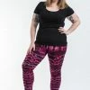HaremPants.com Plus Size Melting Stripes Tie Dye Cotton Leggings In Magenta