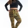 HaremPants.com Plus Size Melting Stripes Tie Dye Cotton Leggings In Olive