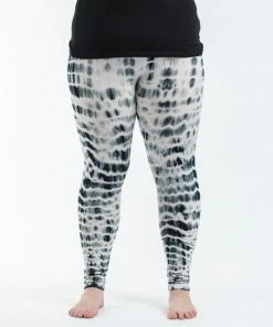 HaremPants.com Women's Plus Size Melting Stripes Tie Dye Cotton Leggings In Gray