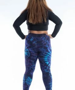 HaremPants.com Women's Plus Size Swirls Tie Dye Cotton Leggings In Indigo