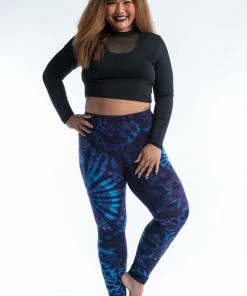 HaremPants.com Women's Plus Size Swirls Tie Dye Cotton Leggings In Indigo
