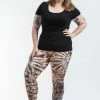 HaremPants.com Plus Size Swirls Tie Dye Cotton Leggings In Light Brown